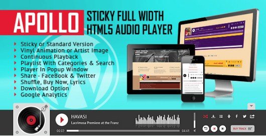 Apollo – Sticky Full Width HTML5 Audio Player Plugin 1.9